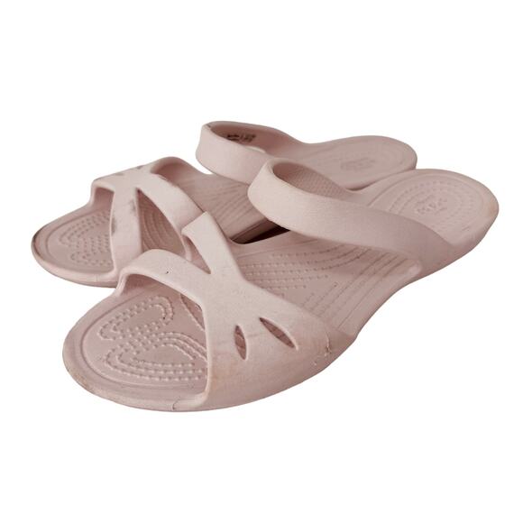 Crocs Kelli Iconic Strappy Sandals Slide Comfort Flats Light Pink Womens Size W4 - Picture 1 of 7